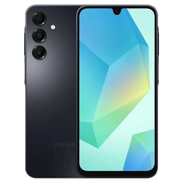 Samsung Galaxy A16 smartphone with a sleek design, large display, and multiple camera lenses visible in the image.