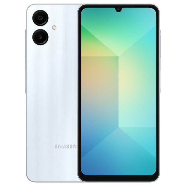 Samsung Galaxy A06 smartphone with a large display and sleek design, shown in the image from January 22, 2025.