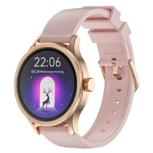 Scykei Feel Woman smart watch with a sleek black band and digital display showing time and fitness tracking features.