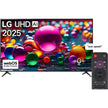 LG 50 inch 4K UHD LED Smart TV with built-in receiver, displayed with a sleek black screen and modern slim design.