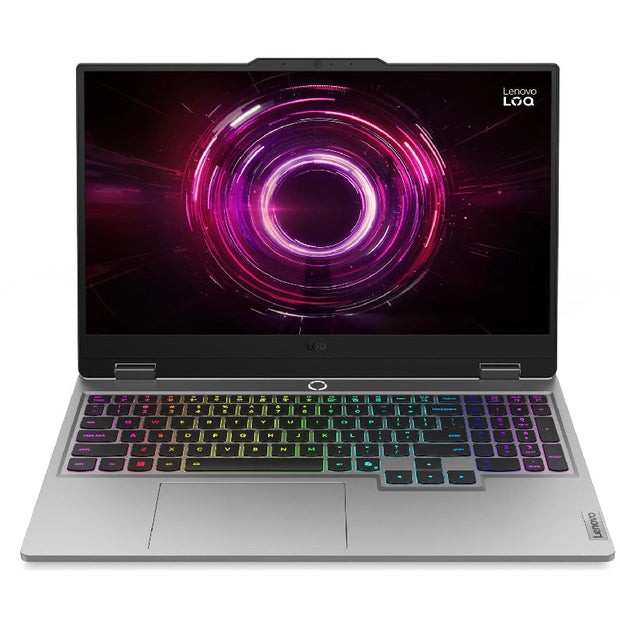 Lenovo LOQ Ryzen 7 laptop with 16GB RAM, 512GB SSD, and RTX 5050 graphics card shown on a white background.