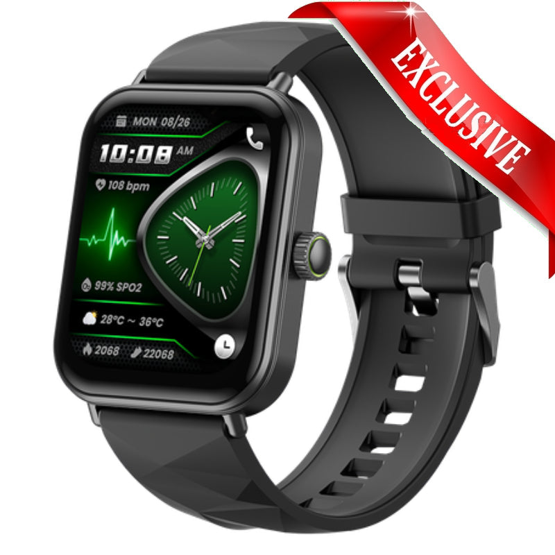 Oraimo Nova 2 Lite Smart Watch OSW-814 L with digital display and sleek black band, showing time and fitness tracking features.