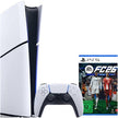 Sony PlayStation 5 Slim Console Digital Edition with 825GB storage, shown in sleek black design on a plain background.