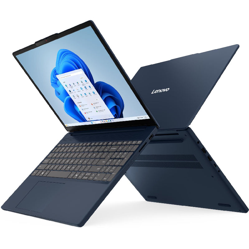 Lenovo IdeaPad Slim 3 15IRH10 laptop with Intel i5 processor, 16GB RAM, and 512GB SSD, open on a desk.