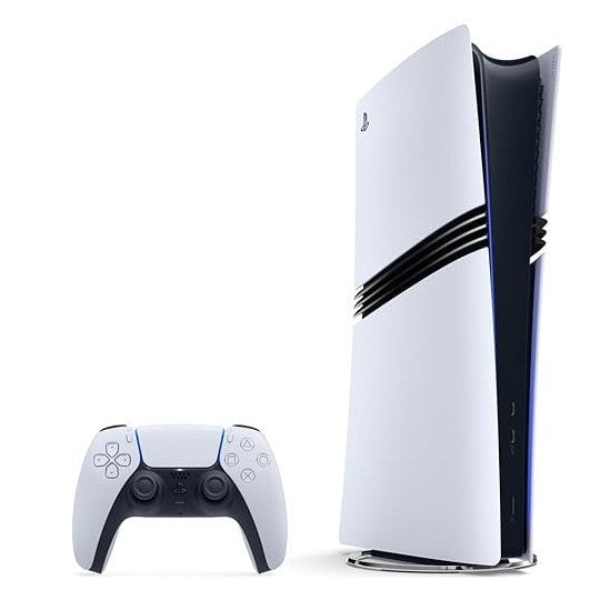 Sony PlayStation 5 Pro console with 2TB storage, sleek black design, and disc drive, ready for gaming entertainment.