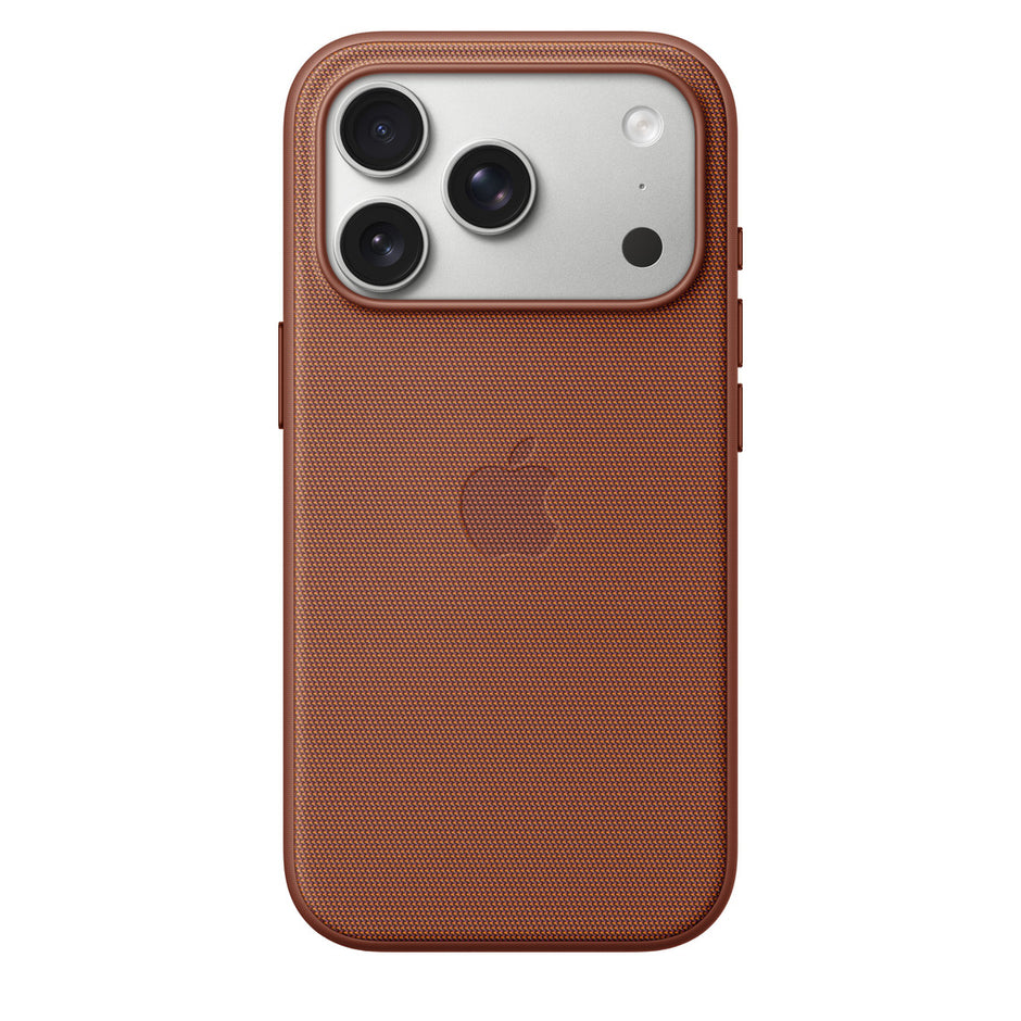 Apple iPhone 17 Pro TechWoven case with MagSafe in Sienna color, showing the woven texture and magnetic attachment front view.