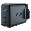 Acefast fast charger adapter with two USB-C ports, 50W power delivery, black color, compact design, suitable for quick device charging.