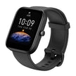 Amazfit Bip 3 Pro smart watch with 1.69-inch display in black, showing fitness tracking features and digital watch face.