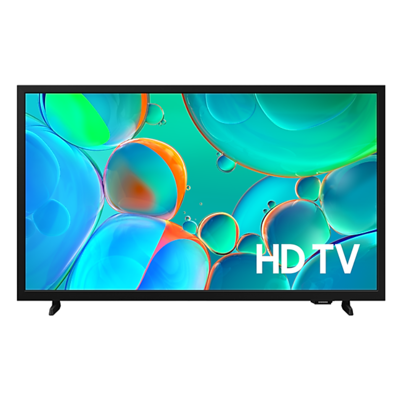 Samsung 32-inch HD H5000 Smart TV displaying a colorful screen, sleek black frame, and modern design.