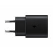 Black Samsung 25W PD Type-C travel charger and adapter for fast charging devices.
